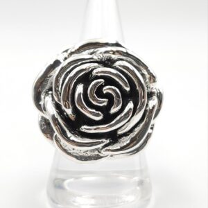 Grande anello in argento marchiato 925, a forma di rosa - VINTAGE AMOREMIO